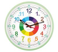 Kiddus Orologio da Parete Bambini per Imparare l'Ora, Orologio Educativo 30cm con Lancette Scritte Ora e Minuto, Decorazione Cameretta Bimbo e Bimba, Silenzioso, Pedagogico Colorati per Scuola e Casa