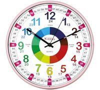 Kiddus Orologio da Parete Bambini per Imparare l'Ora, Orologio Educativo 30cm con Lancette Scritte Ora e Minuto, Decorazione Cameretta Bimbo e Bimba, Silenzioso, Pedagogico Colorati per Scuola e Casa