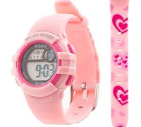 Kiddus Orologio Digitale Piccolo per Bambine e Bambini dai 3 anni. Con cronometro, calendario, sveglia e luce. Impermeabile. CUORI ROSA