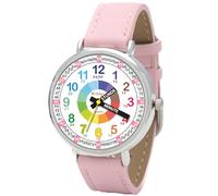 Kiddus Orologio Educativo per Bambini. Da Polso, Analogico. Con Esercizi per Imparare a Leggere l’Ora. Disegnato a Barcelona Deutsch PU-Leder Rosa