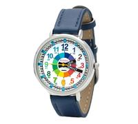 Kiddus Orologio Educativo per Bambini. Da Polso, Analogico. Con Esercizi per Imparare a Leggere l’Ora. Disegnato a Barcelona. Dutch PU Leder Blauw