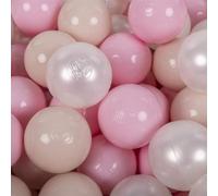 KiddyMoon 100 Palline/7Cm Palline Morbide Colorate Per Piscina Bambini Fatto In EU, Beige Pastello/Rosa Chiaro/Perla
