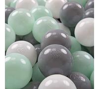 KiddyMoon 100 Palline/7Cm Palline Morbide Colorate Per Piscina Bambini Fatto In EU, Bianco/Grigio/Menta