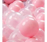 KiddyMoon 100 Palline/7Cm Palline Morbide Colorate Per Piscina Bambini Fatto In EU, Rosa Chiaro/Trasparente