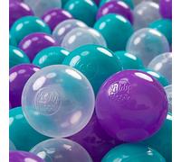KiddyMoon 100 Palline/7Cm Palline Morbide Colorate Per Piscina Bambini Fatto In EU, Turchese/Viola/Trasparente