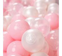 KiddyMoon 200 ∅ 6CM Palline Morbide Colorate Per Piscina Bambini Fatto In EU, A Rosa Chiaro/Perla/Trasparente