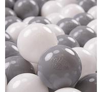 KiddyMoon 200 Palline/7Cm Palline Morbide Colorate Per Piscina Bambini Fatto In EU, Bianco/Grigio