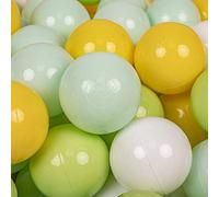 KiddyMoon 50 Palline/7Cm Palline Morbide Colorate Per Piscina Bambini Fatto In EU, Bianco/Menta/Verde Chiaro/Giallo