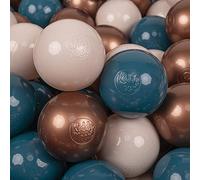 KiddyMoon 50 Palline/7Cm Palline Morbide Colorate Per Piscina Bambini Fatto In EU, Turchese Scuro/Beige Pastello/Rame