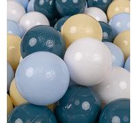 KiddyMoon 50 Palline/7Cm Palline Morbide Colorate Per Piscina Bambini Fatto In EU, Turchese Scuro/Blu Pastello/Giallo Pastello/Bianco