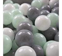 KiddyMoon 500 ∅ 6CM Palline Morbide Colorate Per Piscina Bambini Fatto In EU, Bianco/Grigio/Menta