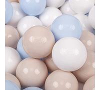KiddyMoon 700 Palline/7Cm Palline Morbide Colorate Per Piscina Bambini Fatto In EU, Beige Pastello/Blu Pastello/Bianco