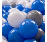 KiddyMoon 700 Palline/7Cm Palline Morbide Colorate Per Piscina Bambini Fatto In EU, Grigio/Bianco/Blu