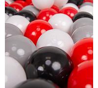 KiddyMoon 700 Palline/7Cm Palline Morbide Colorate Per Piscina Bambini Fatto In EU, Grigio/Bianco/Rosso/Nero