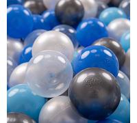 KiddyMoon 700 Palline/7Cm Palline Morbide Colorate Per Piscina Bambini Fatto In EU, Perla/Blu/Azzurro/Trasparente/Argento
