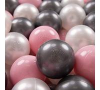 KiddyMoon 700 Palline/7Cm Palline Morbide Colorate Per Piscina Bambini Fatto In EU, Perla/Rosa Chiaro/Argento