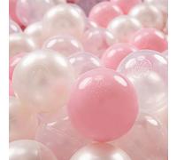 KiddyMoon 700 Palline/7Cm Palline Morbide Colorate Per Piscina Bambini Fatto In EU, Rosa Chiaro/Perla/Trasparente