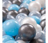 KiddyMoon 700 Palline/7Cm Palline Morbide Colorate Per Piscina Bambini Fatto In EU, Trasparente/Argento/Perla/Azzurro