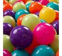 KiddyMoon 700 Palline/7Cm Palline Morbide Colorate Per Piscina Bambini Fatto In EU, Verde Ch/Giallo/Turchese/Arancione/Rosa Sc/Viola
