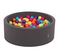 KiddyMoon 90X30cm/300 Palline ∅ 7CM Piscina Di Palline Colorate Per Bambini Tondo Fabbricato In EU, Grigio:Verdech/Gialo/Turches/Arancion/Rosasc/Viola
