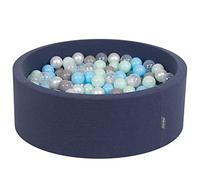 KiddyMoon 90X30cm/200 Palline ∅ 7CM Piscina di Palline Colorate per Bambini Tondo Fabbricato in EU, Blu Sc:Perla/Grigio/Trasparente/Azzurro/Menta