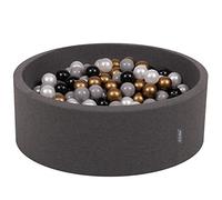 KiddyMoon 90X30cm/200 Palline ∅ 7CM Piscina di Palline Colorate per Bambini Tondo Fabbricato in EU, Grigio Sc:Nero/Perla/Oro/Grigio
