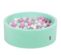KiddyMoon 90X30cm/200 Palline ∅ 7CM Piscina di Palline Colorate per Bambini Tondo Fabbricato in EU, Menta:Trasparente/Grigio/Bianco/Rosa/Menta