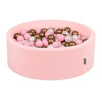 KiddyMoon 90X30cm/200 Palline ∅ 7CM Piscina di Palline Colorate per Bambini Tondo Fabbricato in EU, Rosa:Rosa Ch/Perla/Oro