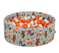 KiddyMoon 90X30cm/200 Palline ∅ 7CM Piscina di Palline Colorate per Bambini Tondo Fabbricato in EU, Volpe-Verde: Arancione/Menta