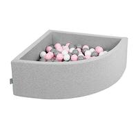 KiddyMoon 90X30cm/200 Palline Piscina di Palline Colorate ∅7Cm per Bambini Quarto Angolare in EU, Grigio Ch:Bianco/Grigio/Rosa Ch