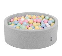 KiddyMoon 90X30cm/200 Palline Piscina di Palline Colorate per Bambini Tondo Fabbricato in EU, Grigioch:Blu Pastello/Giallo Pastello/Bianco/Menta/Eosa Chiaro