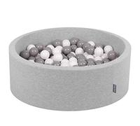 KiddyMoon 90X30cm/300 Palline ∅ 7CM Piscina di Palline Colorate per Bambini Tondo Fabbricato in EU, Grigio Ch:Bianco/Grigio