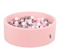 KiddyMoon 90X30cm/300 Palline ∅ 7CM Piscina di Palline Colorate per Bambini Tondo Fabbricato in EU, Rosa:Bianco/Grigio/Rosa Ch