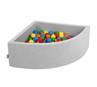 KiddyMoon 90X30cm/300 Palline Piscina di Palline Colorate ∅7Cm per Bambini Quarto Angolare in EU, Grigio Ch:Giallo/Verde/Blu/Rosso/Arancione