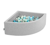 KiddyMoon 90X30cm/300 Palline Piscina di Palline Colorate ∅7Cm per Bambini Quarto Angolare in EU, Grigio Ch:Perla/Grigio/Trasparente/Azzurro/Menta
