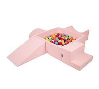KiddyMoon Area di Gioco in Schiuma con Quadrato Piscina di Palline (200 Palline) per Bambini, Rosa:Verdech/Gialo/Turchese/Arancione/Rosasc/Viola