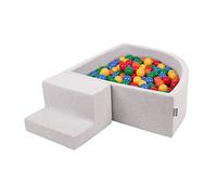 KiddyMoon Area di Gioco in Schiuma con Quarto Angolare Piscina di Palline (200 Palline) per Bambini, Grigioch:Giallo/Verde/Blu/Rosso/Arancio