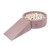 KiddyMoon Area Di Gioco In Schiuma Con Tondo Piscina Di Palline (200 Palline) Per Bambini, Erica: Blu Pastello/Giallo Pastello/Bianco/Menta/Rosa Chiaro