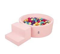KiddyMoon Area di Gioco in Schiuma con Tondo Piscina di Palline (200 Palline) per Bambini, Rosa:Verdech/Gialo/Turchese/Arancione/Rosasc/Viola