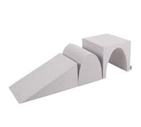 KiddyMoon Area di Gioco in Schiuma Percorso A Ostacoli per Bambini, Elemento Cuneo/Montagna/Tunnel, Grigio Chiaro