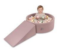KiddyMoon Area Giochi in Schiuma con Piscina di Palline 90x30cm e Rampa 100 Palline 7cm per Neonati e Bambini - Erica: Beige Pastello Giallo Pastello Bianco Menta Rosa Cipria