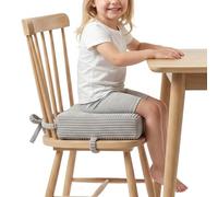 KiddyMoon Cuscino Rialzo Sedia Bambini, Seduta Rialzata 10 Cm Con Fodera Lavabile E Lacci, Grigio Chiaro
