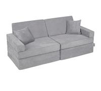 KiddyMoon Divano Con 2 Cuscini Per Bambini Fatto Di Schiuma Divano Letto Pieghevole Divanetto Trasformabile In Materasso Divani Poltroncina, Grigio Scuro