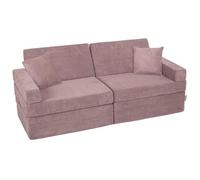 KiddyMoon Divano Con 2 Cuscini Per Bambini Fatto Di Schiuma Divano Letto Pieghevole Divanetto Trasformabile In Materasso Divani Poltroncina, Viola