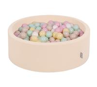 KiddyMoon Fodera con Cerniera per Piscina per Bambini 90X30cm/200 Palline, Beige: Beige Pastello/Giallo Pastello/Bianco/Menta/Rosa Chiaro