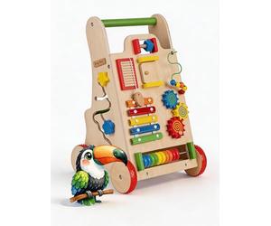 KiddyMoon Girello in legno per neonati e bambini piccoli supporto per imparare a camminare giocattolo Montessori multifunzionale - Multicolore