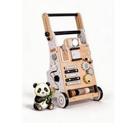 KiddyMoon Girello Interattivo In Legno Per Bambini Multifunzione Primi Passi WK-001, Bianco-Nero