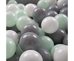 KiddyMoon Palline Morbide Colorate Per Piscina Bambini Fatto In UE, 100 ∅ 6CM, Bianco/Grigio/Menta