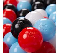 KiddyMoon 1200 ∅ 6CM Palline Morbide Colorate Per Piscina Bambini Fatto In EU, Nero/Bianco/Rosso/Azzurro