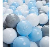 KiddyMoon Palline Morbide Colorate Per Piscina Bambini Fatto In UE, 500 ∅ 6CM, Grigio/Bianco/Azzurro